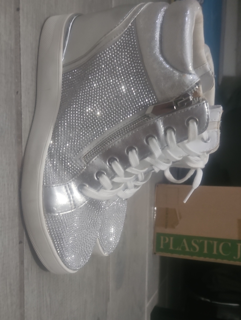 ALDO Women's Silver Sparkle High-Top Sneakers